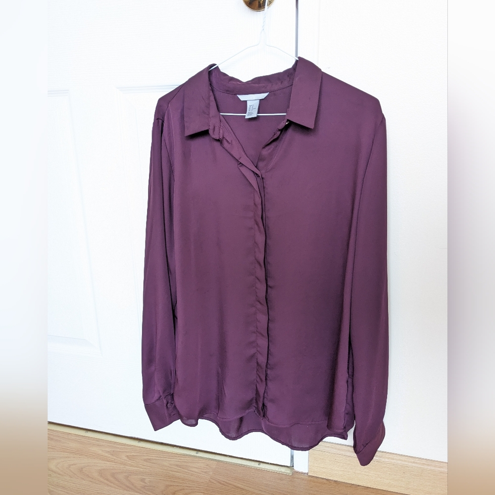 Women's Burgundy Long Sleeve Blouse